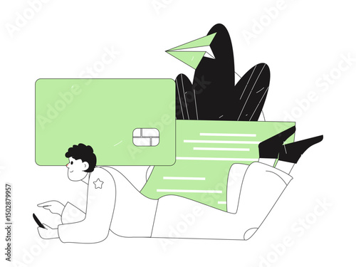 Online shopping payment security character flat vector concept operation hand drawn illustration
