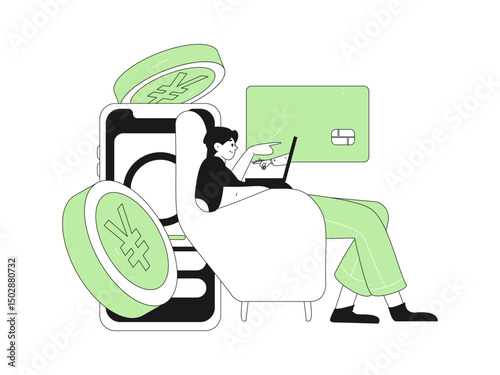 Online shopping payment security character flat vector concept operation hand drawn illustration
