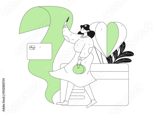 Online shopping payment security character flat vector concept operation hand drawn illustration
