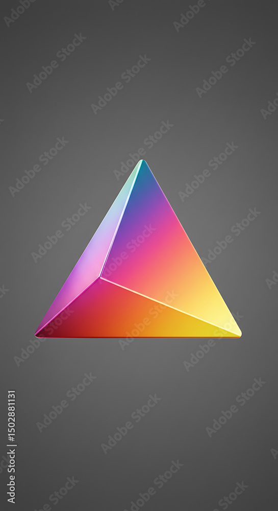 Fototapeta premium Abstract Triangular Prism Gradient Rainbow Colors 3D Geometric Shape Modern Design Element