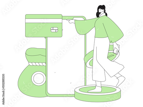 Online shopping payment security character flat vector concept operation hand drawn illustration
