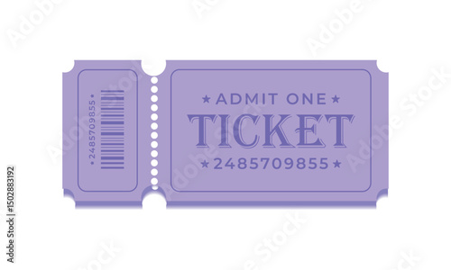 Classic purple ticket template. Vector coupon on white background