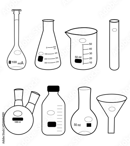 vector illustration of laboratory glassware