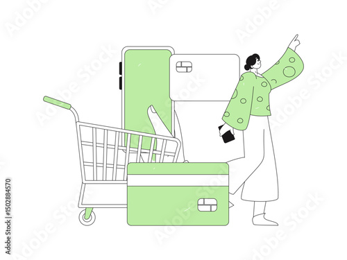 Online shopping payment security character flat vector concept operation hand drawn illustration
