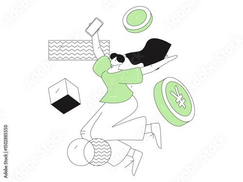 Online shopping payment security character flat vector concept operation hand drawn illustration
