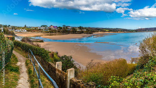 Wallpaper Mural A view down a cliff path towards the estuary at the town of Abersoch, Wales in springtime
 Torontodigital.ca