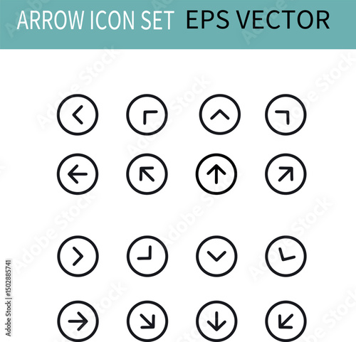 An arrow icon set in black, offering various direction symbols