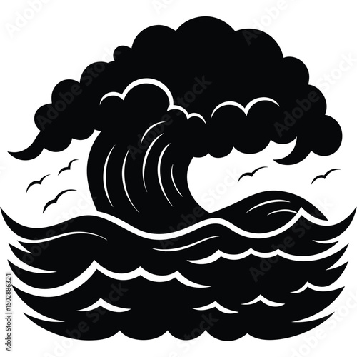 a stormy ocean with crashing waves and dark clouds above