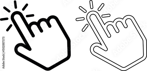 A hand icon representing a clicking action. A perfect symbol to convey the concept of interaction and user action on websites or apps.