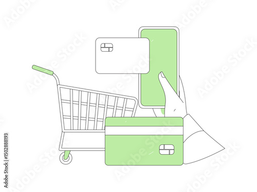 Online shopping payment security character flat vector concept operation hand drawn illustration
