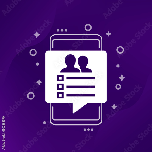 guest list, attendees icon with a smart phone
