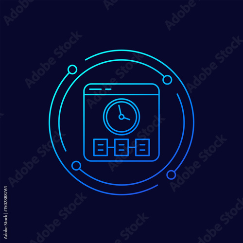 time management software icon, linear design