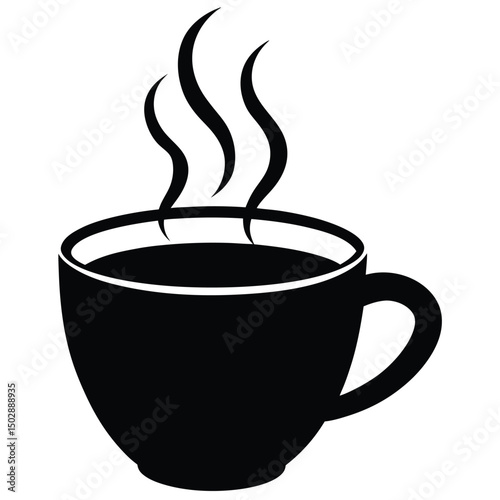Coffee cup silhouette with steam rising  