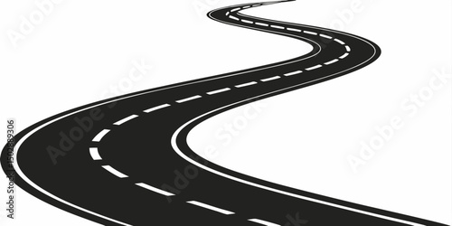  Curved Asphalt Road – Vector Highway Illustration