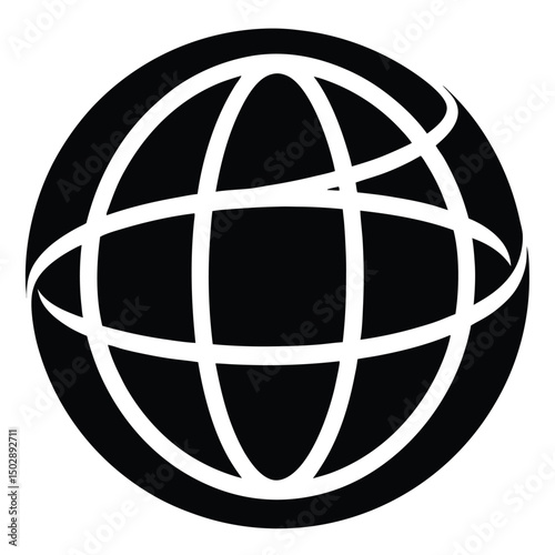 Globe silhouette logo with map lines  