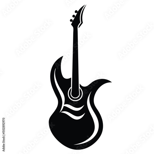 Guitar silhouette logo with smooth curves  