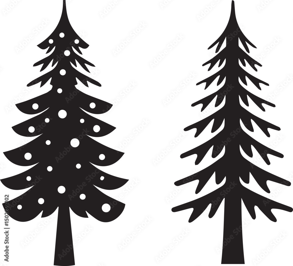 Obraz premium christmas tree set, christmas tree silhouette vector, christmas tree logo vector illustration isolated on white background