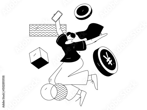 Online shopping payment security character flat vector concept operation hand drawn illustration
