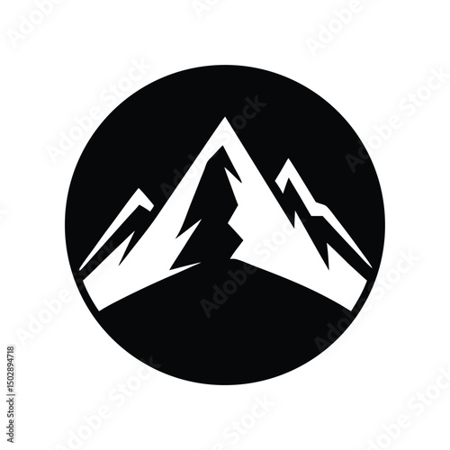 Mountain peak silhouette logo with snowcap  
