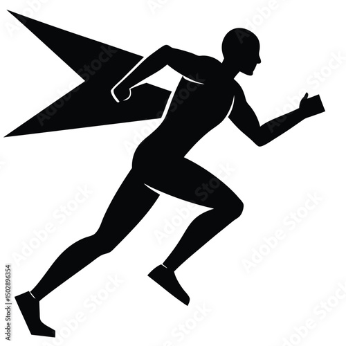 Runner silhouette sprinting towards the finish line  