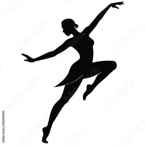 Salsa dancer silhouette with one leg lifted  