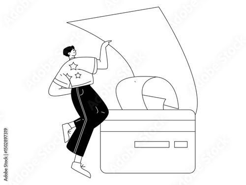 Online shopping payment security character flat vector concept operation hand drawn illustration
