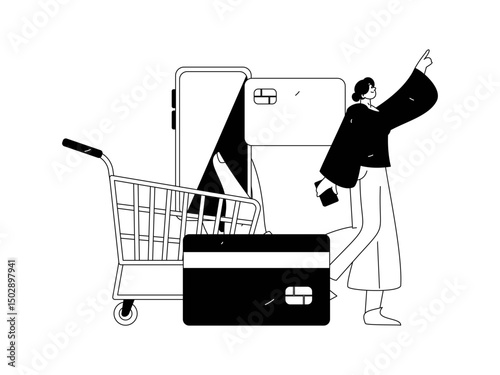 Online shopping payment security character flat vector concept operation hand drawn illustration
