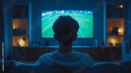 Boy watching soccer game at home (1)