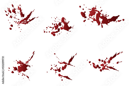 Gradient paint ink splash red vector blood terror background set