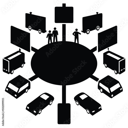 a busy intersection with cars buses and cyclists