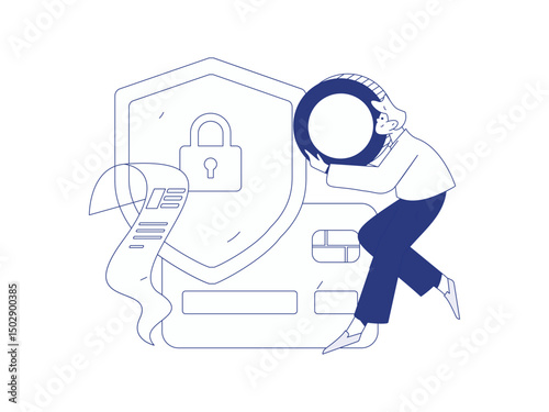 Online shopping payment security character flat vector concept operation hand drawn illustration
