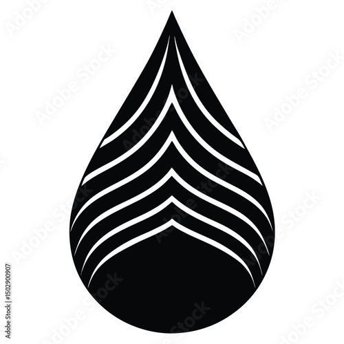 a clean modern water drop silhouette with fine details