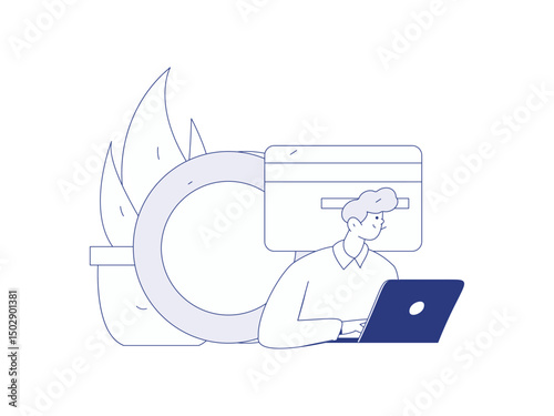 Online shopping payment security character flat vector concept operation hand drawn illustration
