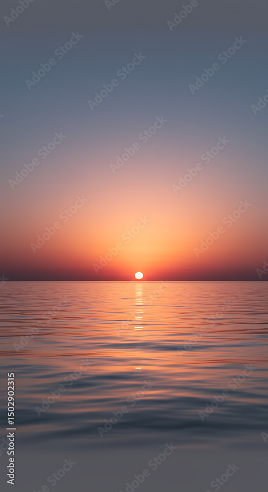 Obraz premium Serene Ocean Sunset Tranquil Water Vibrant Sky Calm Seascape