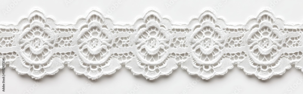 Obraz premium Ornate white lace trim with floral motifs