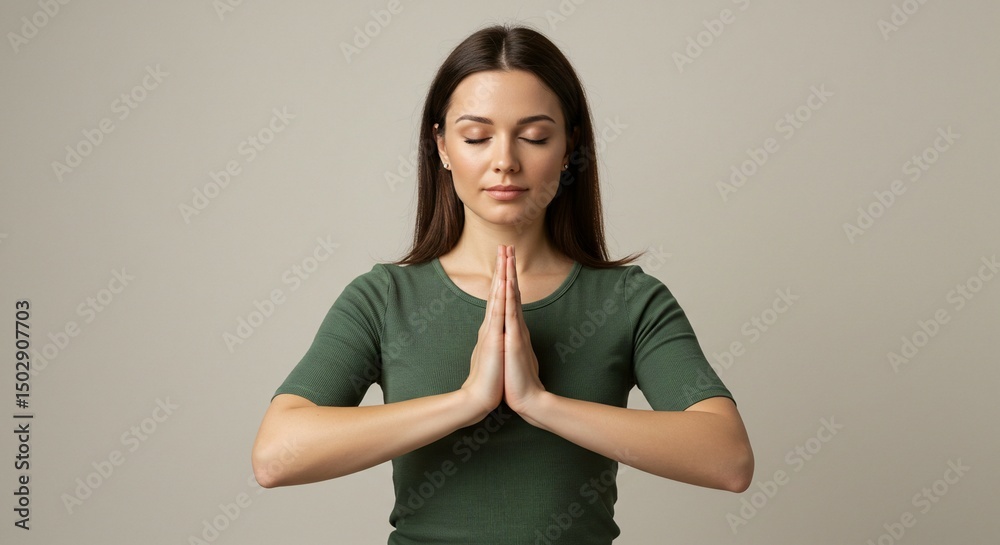 Obraz premium Finding Inner Peace A Woman Meditating in a Calm Pose