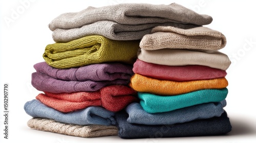 Ultra quality image of stacked pile of folded laundry.