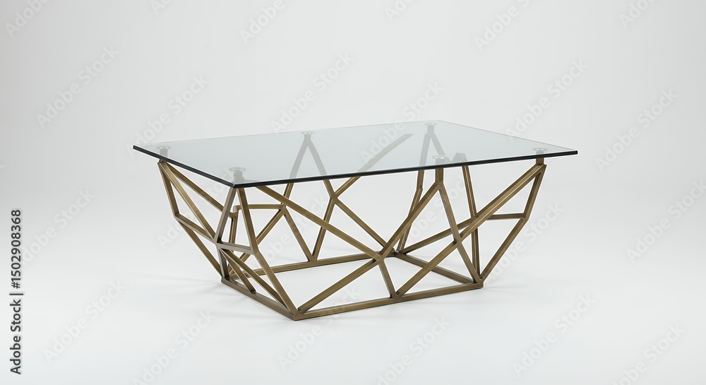 Obraz premium Modern geometric coffee table with clear glass top