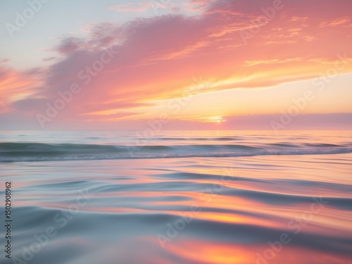 Serene Ocean Sunset with Pastel Skies and Gentle Waves Reflecting the Colors.
