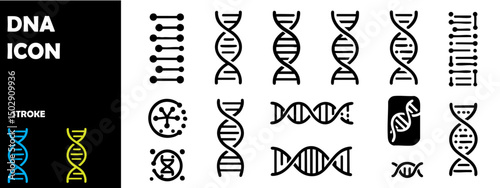 DNA and Chromosome Icons – Science and Genetics Vector Set