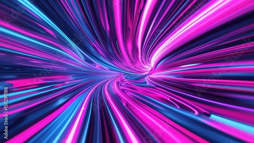 Abstract artwork featuring vibrant pink and blue light streaks, creating a dynamic and energetic composition. Perfect for futuristic or technology-related projects.