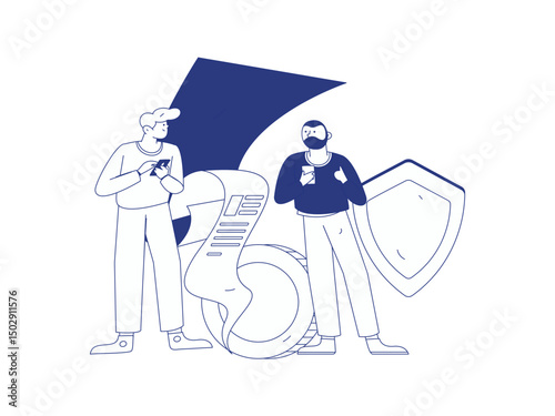 Online shopping payment security character flat vector concept operation hand drawn illustration

