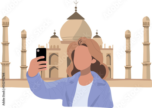 Selfie with Taj Mahal India.Capture timeless moments with selfies at iconic historical places across the globe.