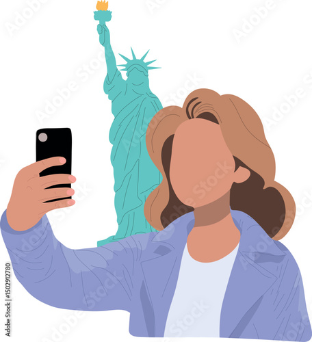 Selfie with Statue of Liberty NYC.Capture timeless moments with selfies at iconic historical places across the globe.