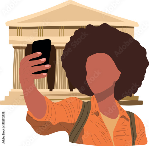 Selfie with Acropolis Athens.Capture timeless moments with selfies at iconic historical places across the globe.
