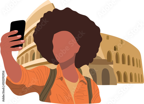 Selfie with Colosseum Rome.Capture timeless moments with selfies at iconic historical places across the globe.
