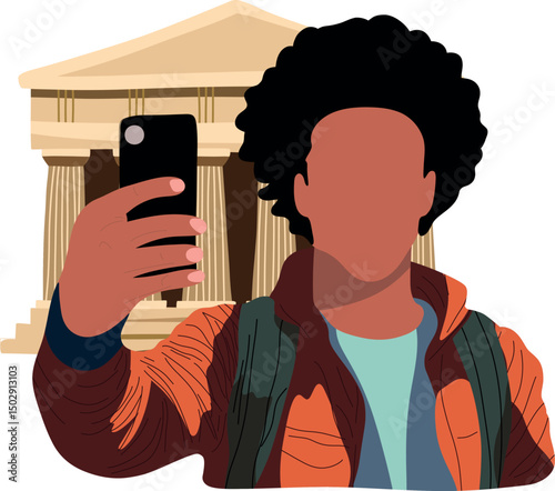 Selfie with Acropolis Athens.Capture timeless moments with selfies at iconic historical places across the globe.