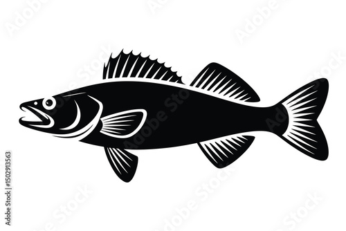 Walleye Silhouette vector Art & Illustration, Fish Vector on a white background