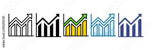 Performance Graph Icon Set Multiple Style Collection