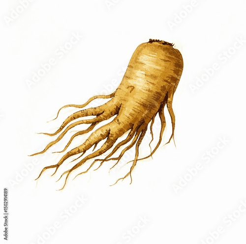 Rooted Essence Wash a ginseng root isolated watercolor vector illustration svg